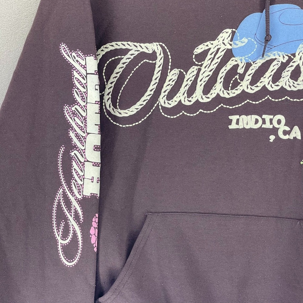 Outcast Rodeo Nights Hoodie Brown Women's Large Graphic Print Western Cowboy Hat - Picture 3 of 14